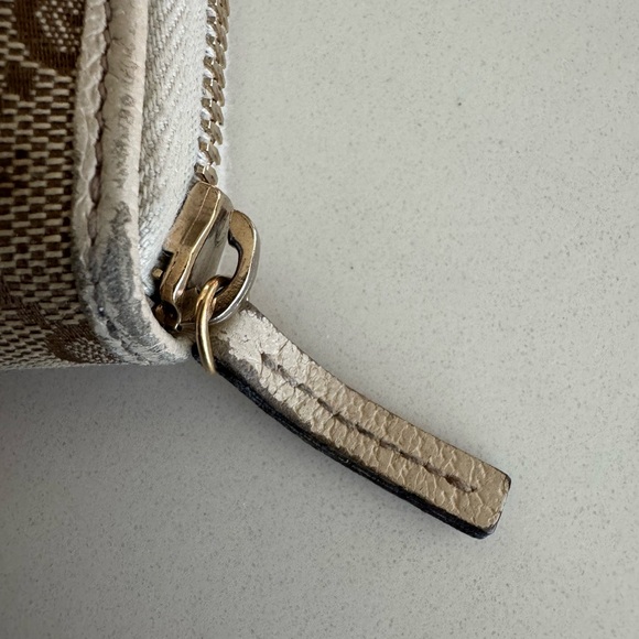 Gucci GG Canvas Leather Zippy Beige Tan Continental Zip Around Long Wallet - Picture 3 of 11